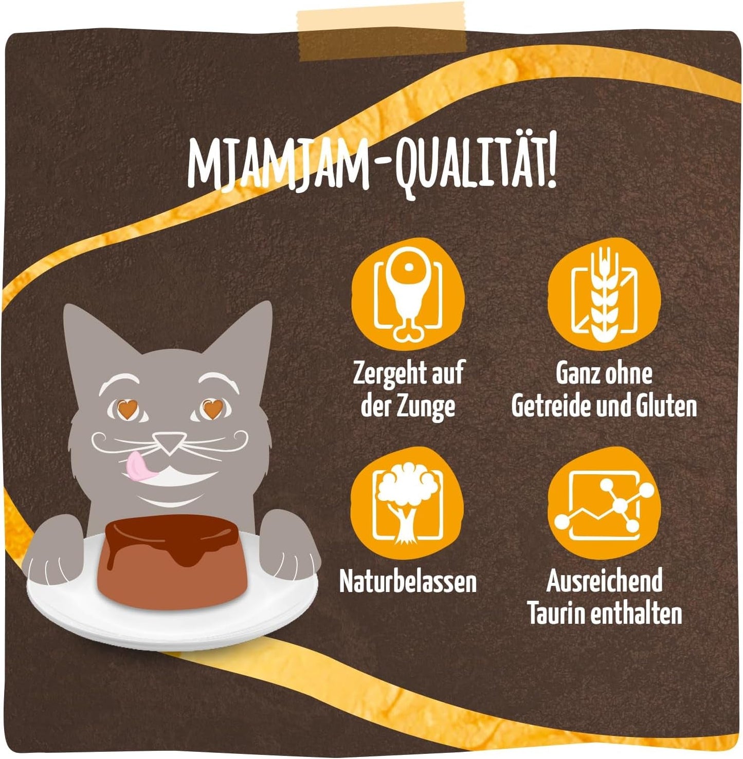 MjAMjAM – Premium-Nassfutter für Katzen – Panna Gatto – zartes Huhn mit edlem Topping, 12er Packung (2x80g), getreidefrei