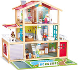Hape Puppenvilla, 10-Zimmer-Puppenhaus aus Holz, kreatives Rollenspiel inklusive Möbel und Zubehör, Lernspielzeug für Kinder ab 3 Jahren