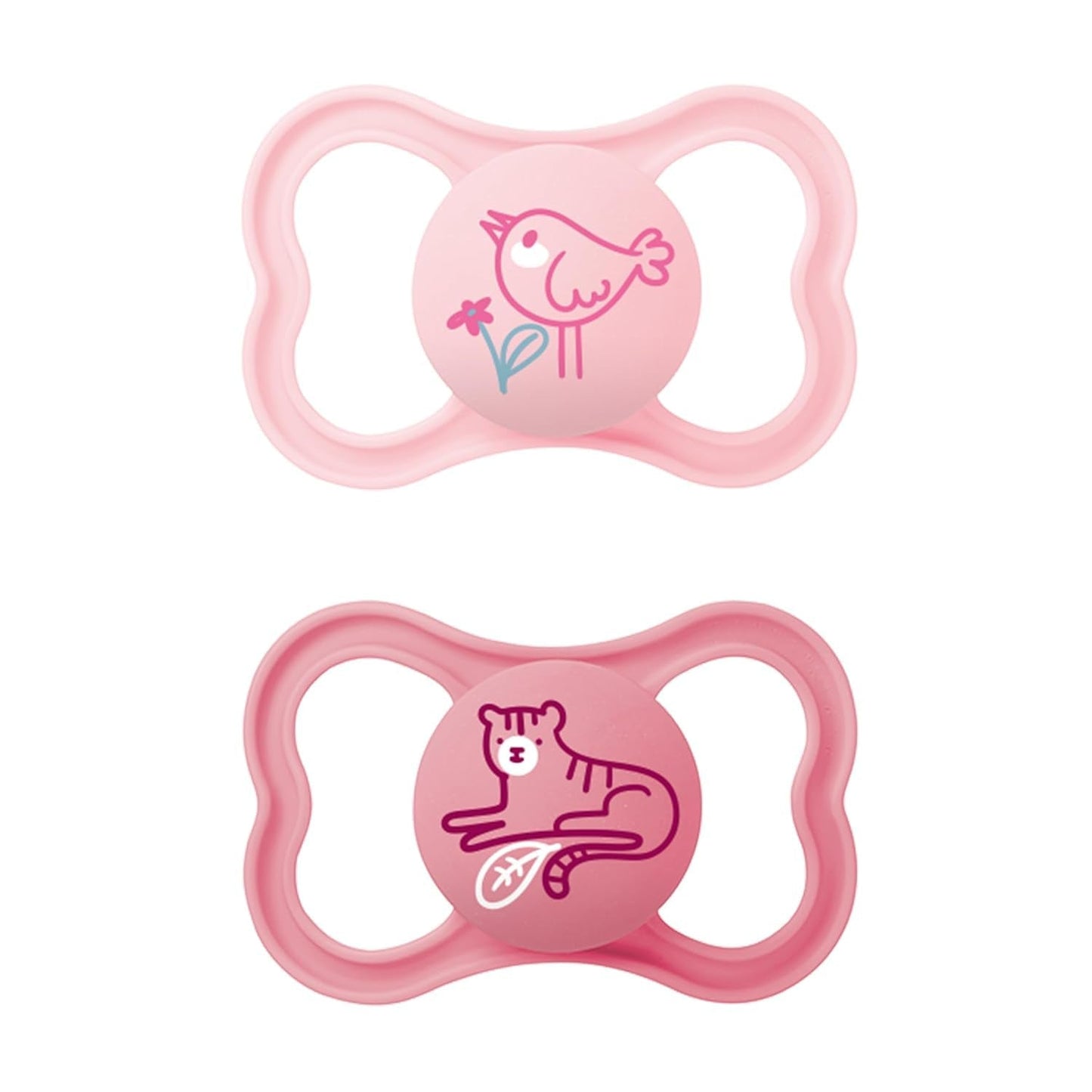 MAM Air Silikon-Schnuller, 2er-Pack, extra leichtes und luftiges Design, zahnfreundlicher Baby-Schnuller aus MAM SkinSoft-Spezialsilikon, mit Schnullerbox, 6-16 Monate, Bär/Nashorn