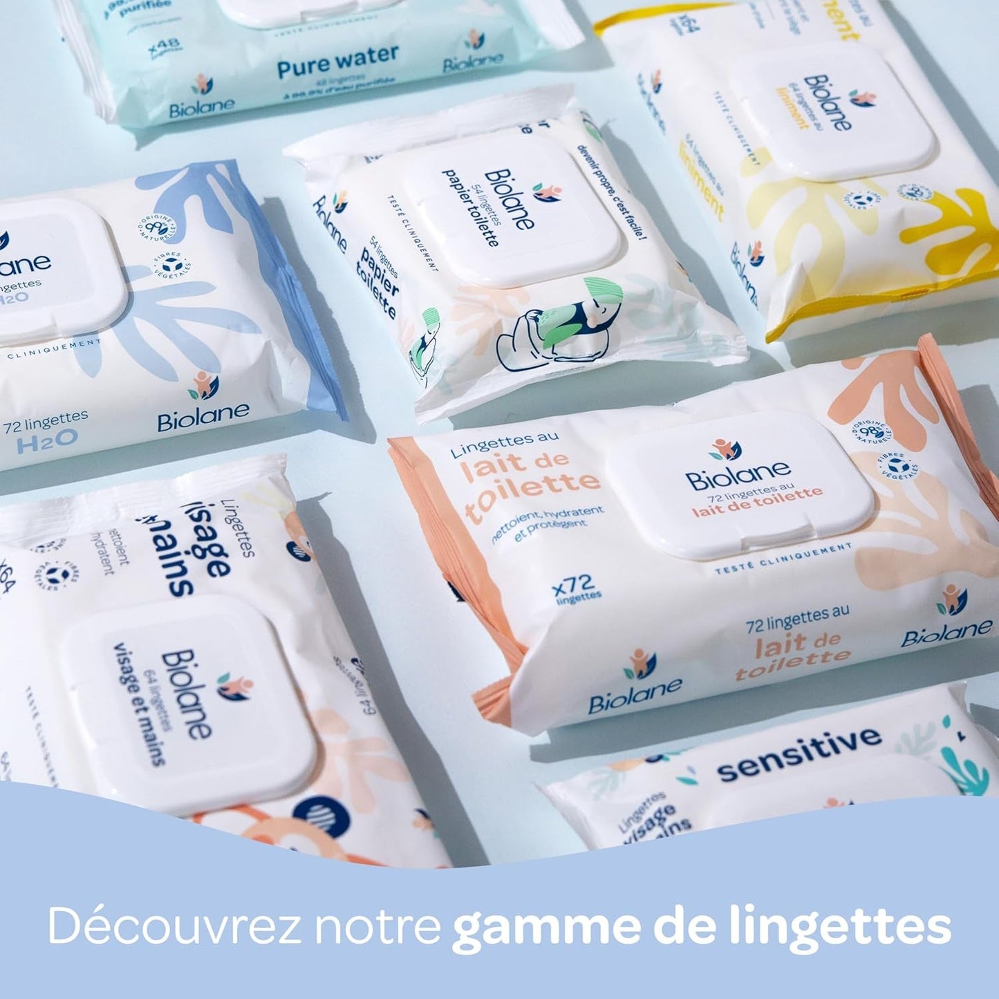 BIOLANE – 12er-Pack – Baby-Feuchttücher mit Toilettenmilch – Babys – 864 Baby-Feuchttücher – Reinigt und spendet Feuchtigkeit – Für empfindliche Haut – 98 % natürlichen Ursprungs – Von Geburt an
