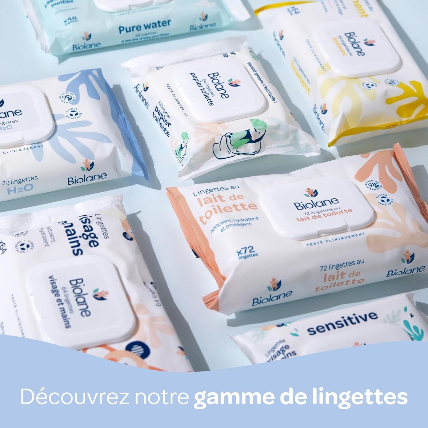 BIOLANE – 12er-Pack – Baby-Feuchttücher mit Toilettenmilch – Babys – 864 Baby-Feuchttücher – Reinigt und spendet Feuchtigkeit – Für empfindliche Haut – 98 % natürlichen Ursprungs – Von Geburt an