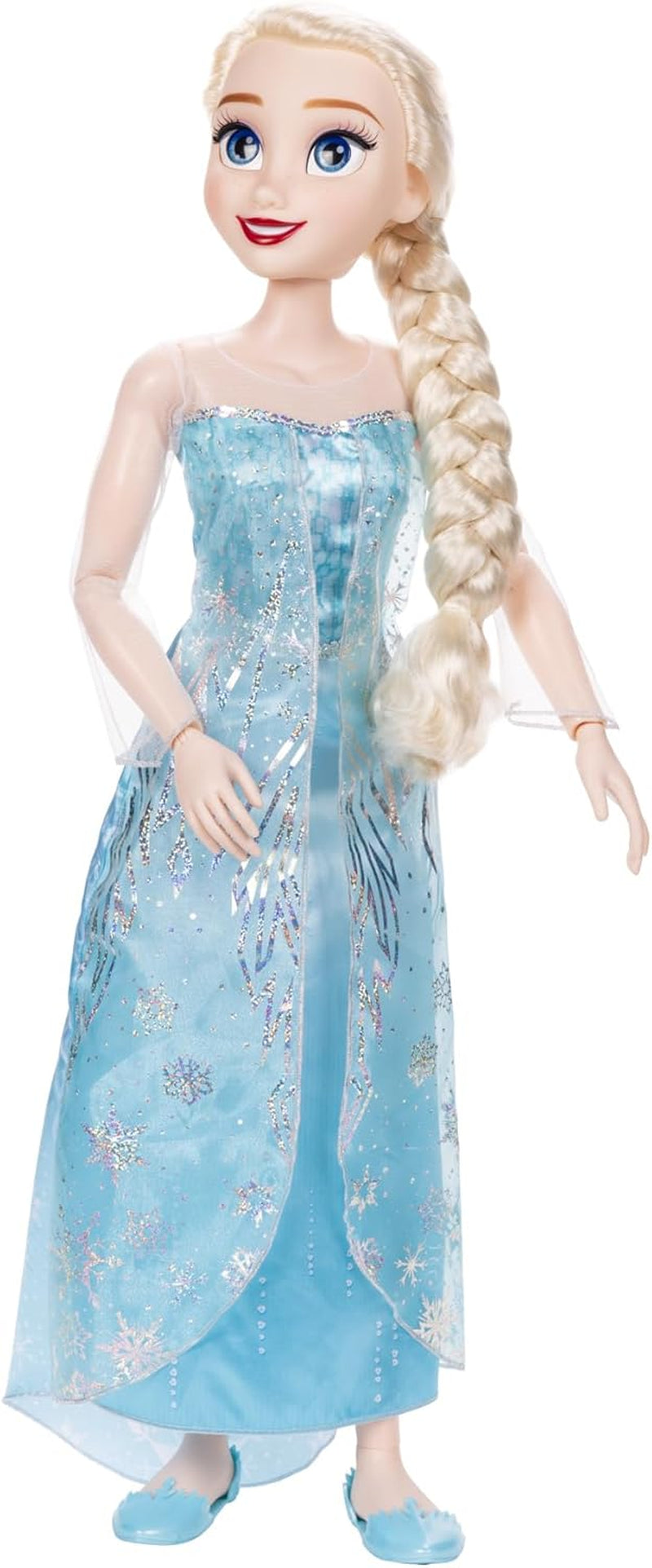 Disney Frozen Playdate Elsa Riesenpuppe 80 cm von Jakks Pacific Voll bewegliche Puppe mit 11 Gelenkpunkten, inklusive Haarbürste und Zubehör