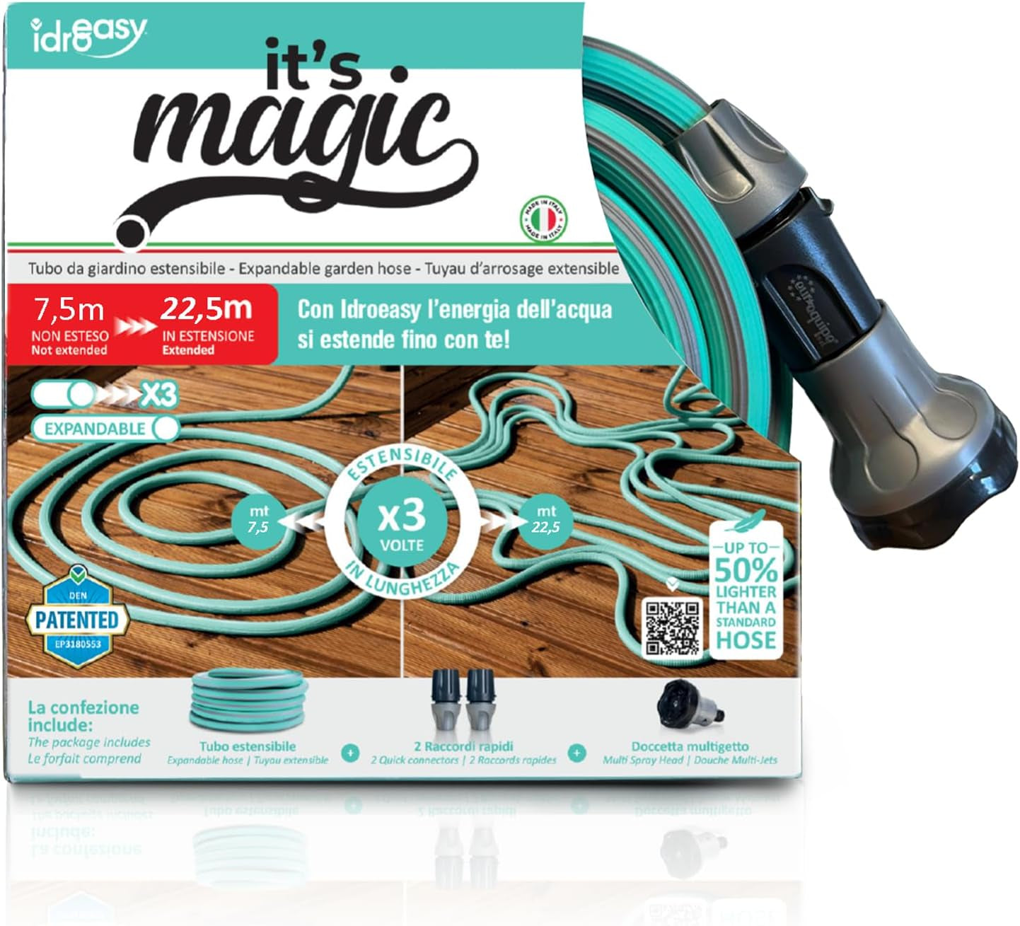 Magic Soft Smart 22,5 Meter – Gartenbewässerungsrohr, knotenfest, verdrehsicher, Wasserschlauch