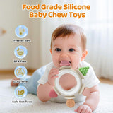 Baby-Beißring, sensorisches Spielzeug für 0 3 6 7 8 9 10 12 Monate, Baby-Zahnhilfe-Spielzeug für Neugeborene 3 6 12 18 Monate, Jungen und Mädchen, Ostergeschenke für Babyparty, Party, braun