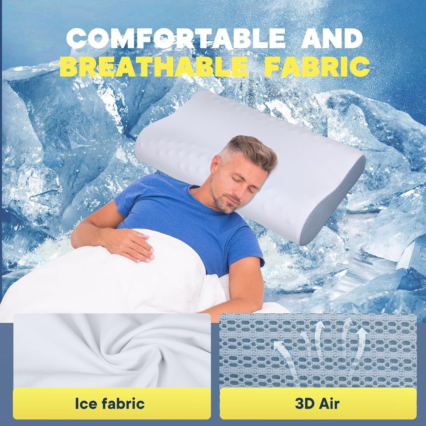 Linderung von Nackenschmerzen, kühlendes Nackenkissen, Memory-Schaum-Schlafkissen, Zervikalkissen für Nacken- und Schulterschmerzen, ergonomisches Bettkissen, Nackenstützkissen für Bauch, Rückenschläfer, orthopädische Zervikalkissen, Naty Shop