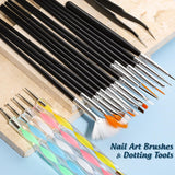 FANDAMEI Pinsel Für Gelnägel, 15 Stück Nagel Pinsel, 5 Blätter Nagelsticker, Strasssteine ​​​​Nägel, Nageldesign Set, Nageldesign Zubehör, Nail Art Pinsel Set, Nailart Pinsel Und Dekorationen Set