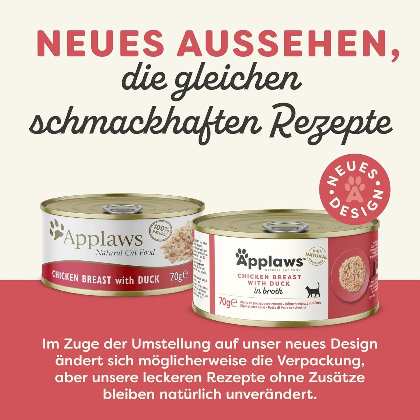 Applaws Premium natürliches Nassfutter für Katzen, Huhn mit Ente in Suppe, Dose 70 g (24 x 70 g)
