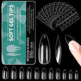 Alyvisun Ballett-Nagelspitzen, 500 Stück, vollständig abdeckende Acryl-Nagelspitzen mit 240 Stück Nagelaufkleber-Set, 10 Größen, transparente Gel-Nagelspitzen, weiche Gel-Nagelspitzen, Ballerina-Nagelspitzen