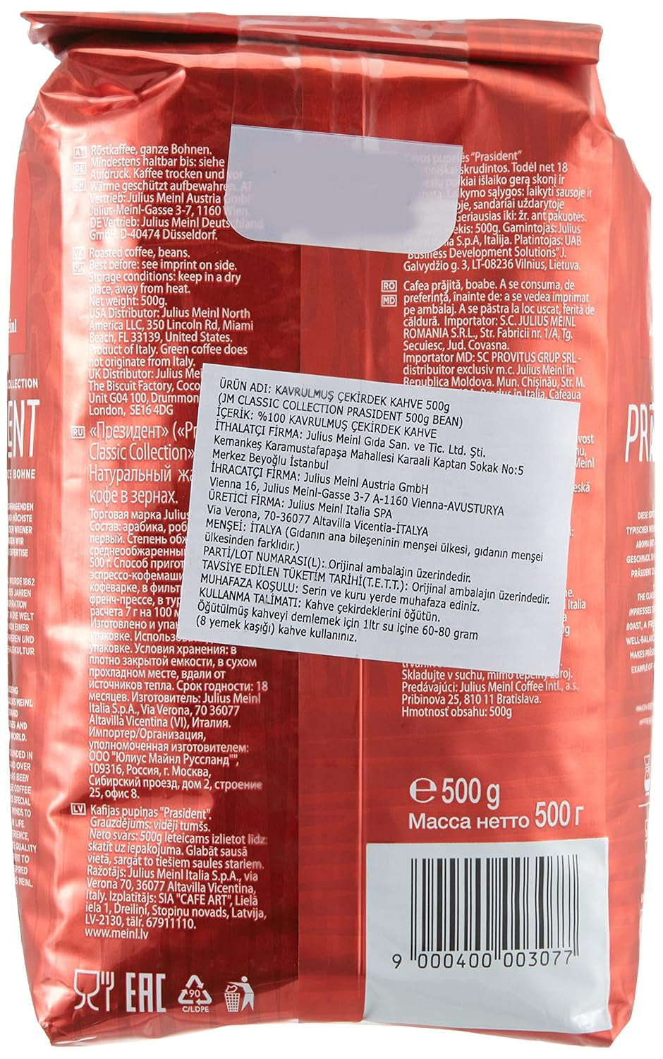 President Ganze Bohnen 2er Pack (2 x 500g)
