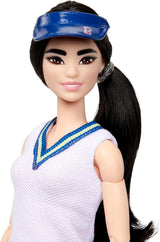 Barbie Made to Move-Puppe – Tennisspielerin mit Schläger und Ball – Puppe mit 22 Gelenken für realistisches Spielen, Tennisfans und Kinder ab 3 Jahren, HKT73