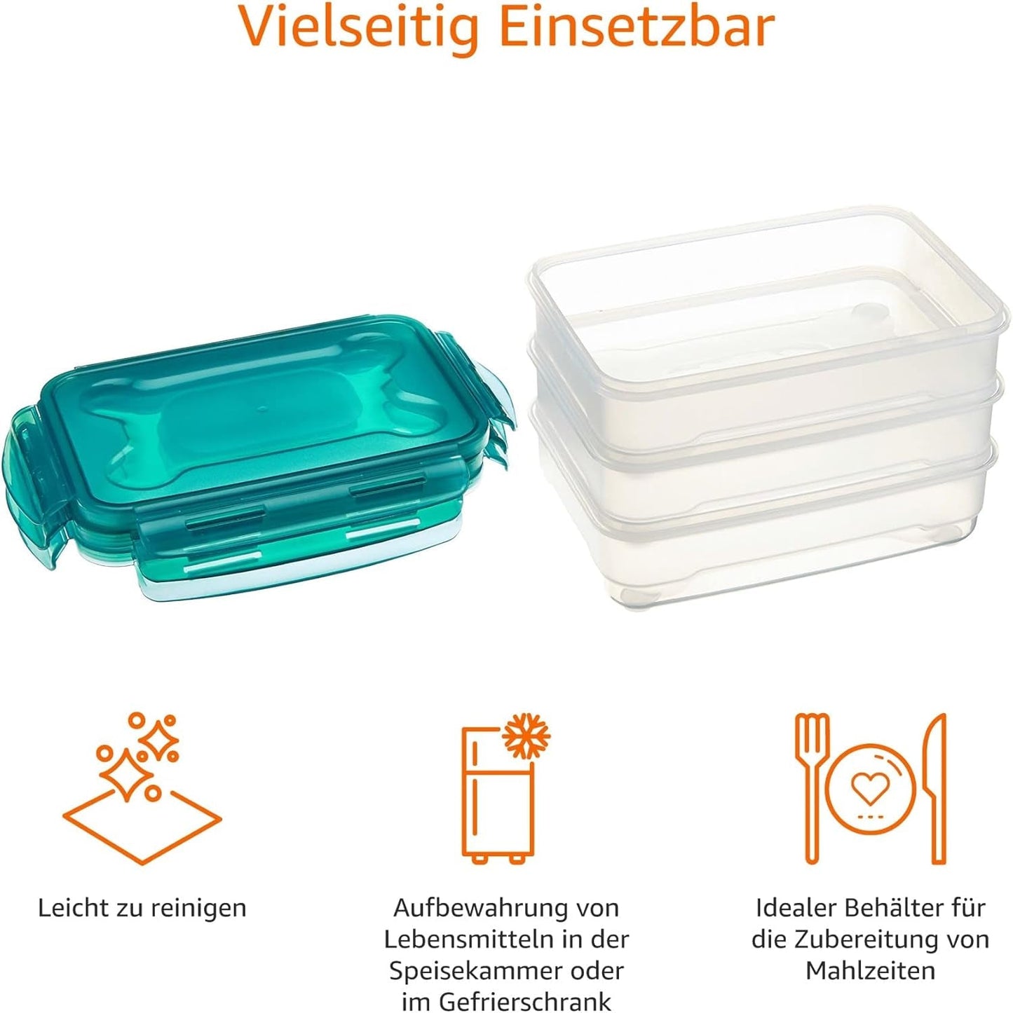 Amazon Basics Gefrierbehälter im Set, mit Deckel, auslaufsicher, stapelbar, Kühlschrank/Gefrierschrank, BPA-frei, Kunststoff, mikrowellen- und spülmaschinenfest, 3 x 1,2 l, transparente Frischhalteboxen von Naty Shop