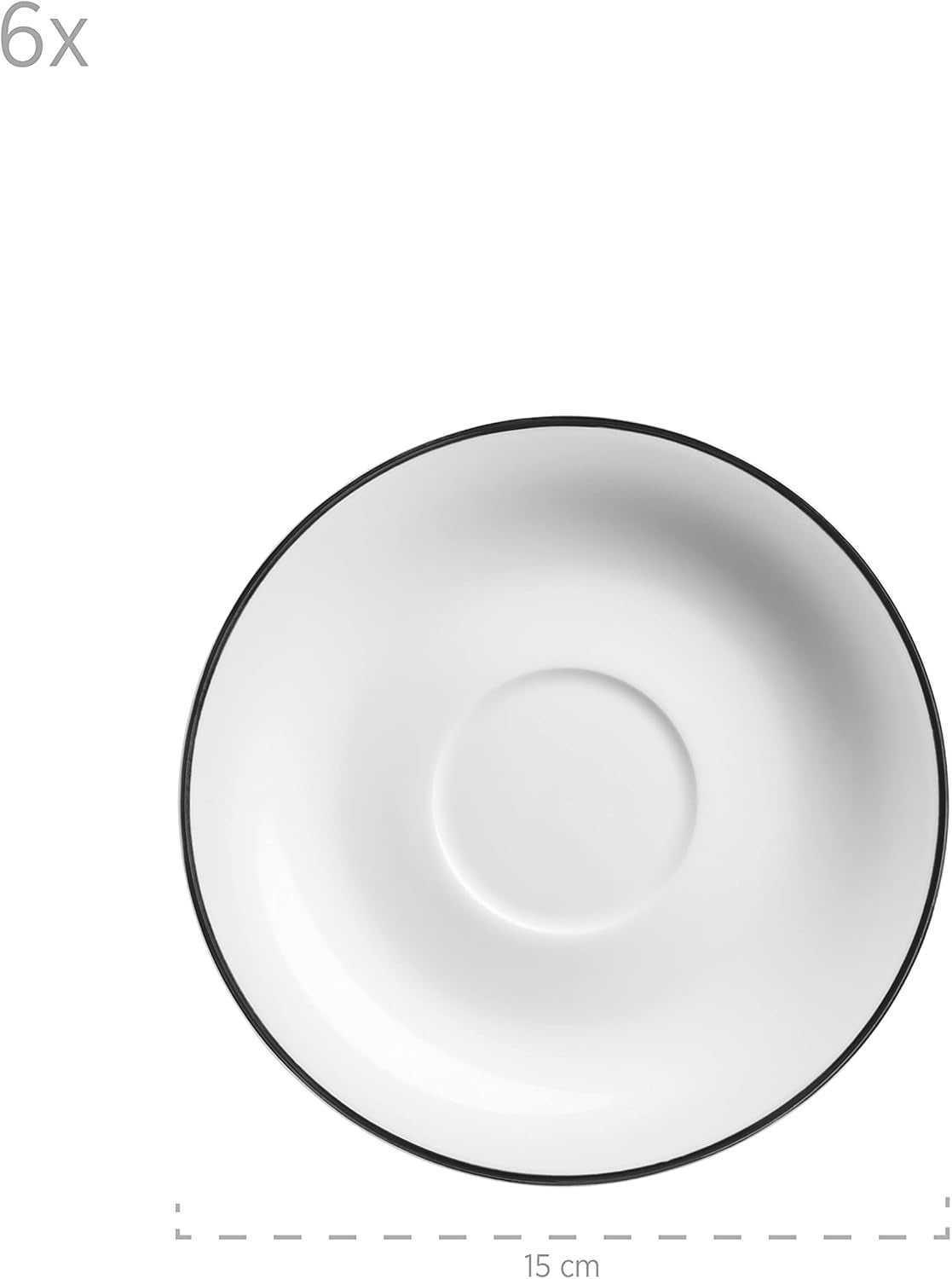 Mäser Nola-Serie, modernes Kaffeeservice für 6 Personen, weiß mit schwarzem Rand, 18-teiliges Tafelservice, Kaffeetassen, Untertassen und Dessertteller – rundes Kaffeeservice, Kaffeeset weiß