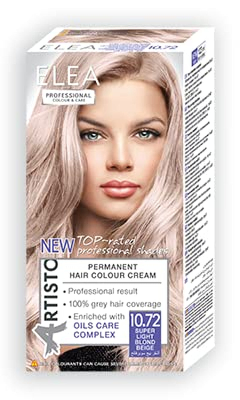 Color & Care permanente Haarfarbe 120 ml, professionelles Ergebnis, Abdeckung von grauem Haar, angereichert mit Ölpflegekomplexen – Langanhaltende Haarfarbe (10,1 Super Light Ash Blonde) Naty Shop Haarfarbe 10,72 Super Light Blonde Beige