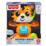 Fisher-Price Lernspielzeug für Babys und Kleinkinder, Beat Bande Learning & Dancing Tiger Justin mit Geräuschen und Lichtern für Babys ab 9 Monaten, italienische Version, HYL04 Babyspielzeug Naty Shop