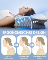 2-in-1-Nackenkissen, Memory-Schaum-Kissen, ergonomisches orthopädisches Kissen, 2 Schlafhöhen, Nackenstützkissen für Seiten-/Rücken-/Bauchunterstützung, zervikale orthopädische Kissen, Naty Shop