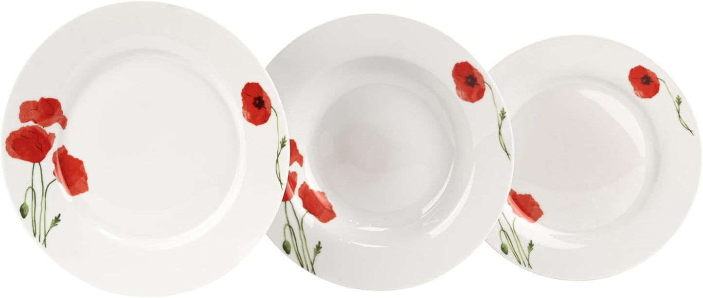 Geschirr-Set für 6 – 18-teilig – Porzellan-Geschirr-Set – weißes Geschirr-Set – Schüssel- und Teller-Set – modernes Geschirr – Teller – Tischservice – Geschirr-Set für 6