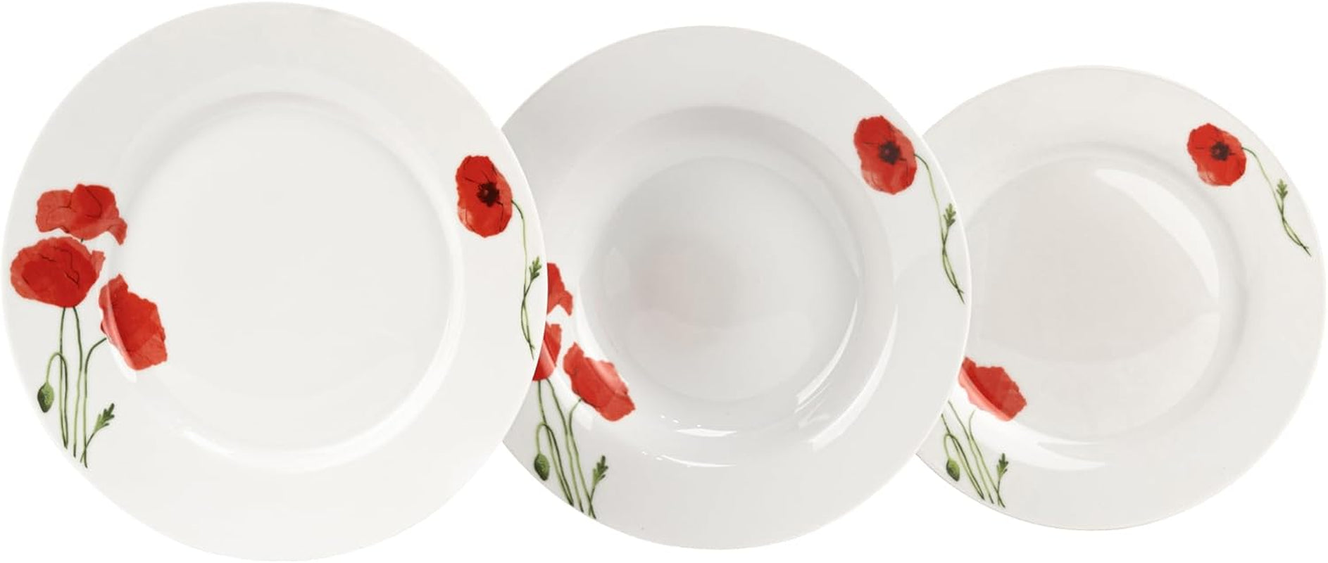 Geschirr-Set für 6 – 18-teilig – Porzellan-Geschirr-Set – weißes Geschirr-Set – Schüssel- und Teller-Set – modernes Geschirr – Teller – Tischservice – Geschirr-Set für 6