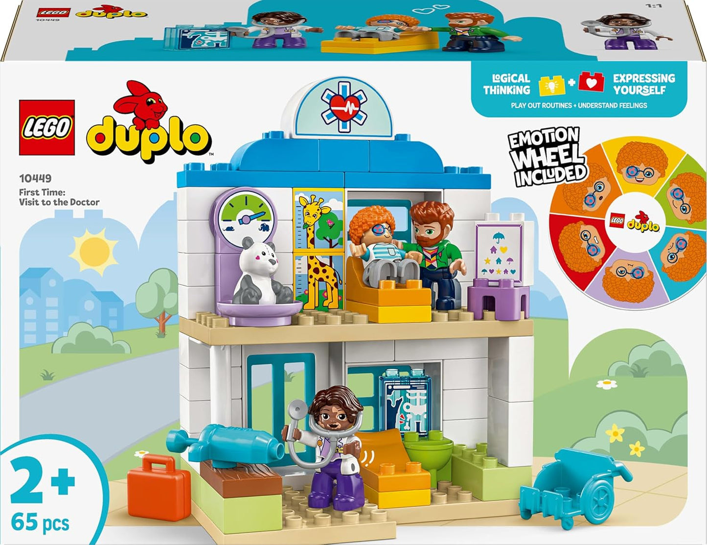 LEGO DUPLO Town Erster Arztbesuch, Bauspielzeug, Spielset zur Förderung der Feinmotorik, Geschenk für Kleinkinder ab 2 Jahren, Lernspielzeug, Krankenhaus-Rollenspiel 10449 Bausets Besuche den LEGO-Store