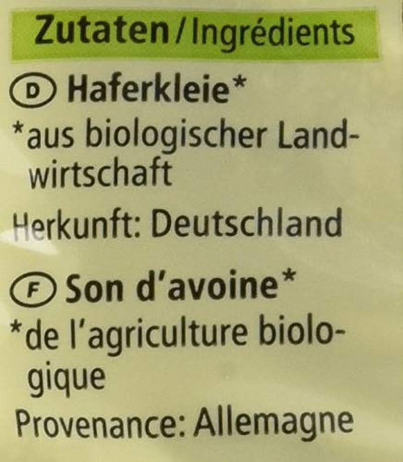Bio-Haferkleie mit Sprossen, 500 Gramm Cereale Naty Shop