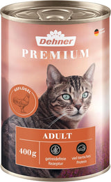 Dehner Premium Nassfutter für Katzen, getreidefrei, für ausgewachsene Katzen, Geflügel, 6 Dosen à 400 g (2,4 kg)