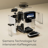 Siemens EQ900 TQ903D03 Automatische Espressomaschine, App-Steuerung, intuitives Touch-Display, Barista-Modus, AromaBoost, Geräuschreduzierung, Premium-Mahlwerk, automatische Dampfreinigung, 1500 W, Edelstahl