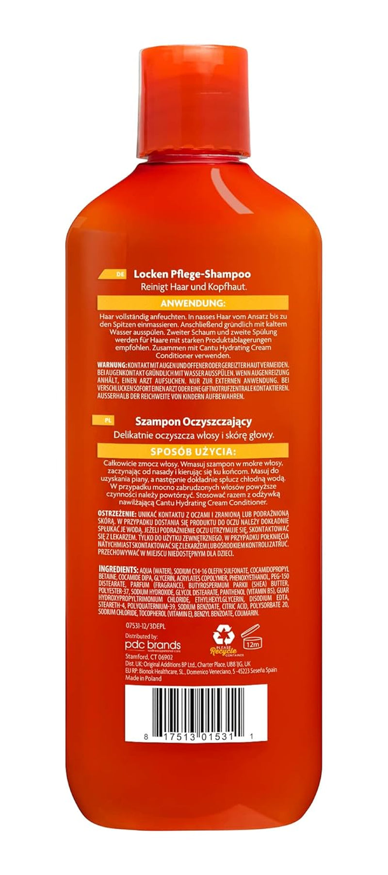Cantu Cleansing Cream Shampoo – Shampoo für lockiges und krauses Haar – Reichhaltige Formel aus Sheabutter – Sanfte und tiefenwirksame Reinigung für Haar und Kopfhaut – Sulfatfrei – 400 ml Cantu Dusche und Bad