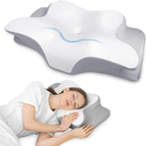 HOMCA Nackenkissen, ergonomisches Memory-Schaum-Kissen, 3D-Kühlkissenbezug für Rücken-, Seiten- oder Bauchlage, 62 x 41 x 9,5/12,5 cm, orthopädische Nackenkissen, Naty Shop, Grau