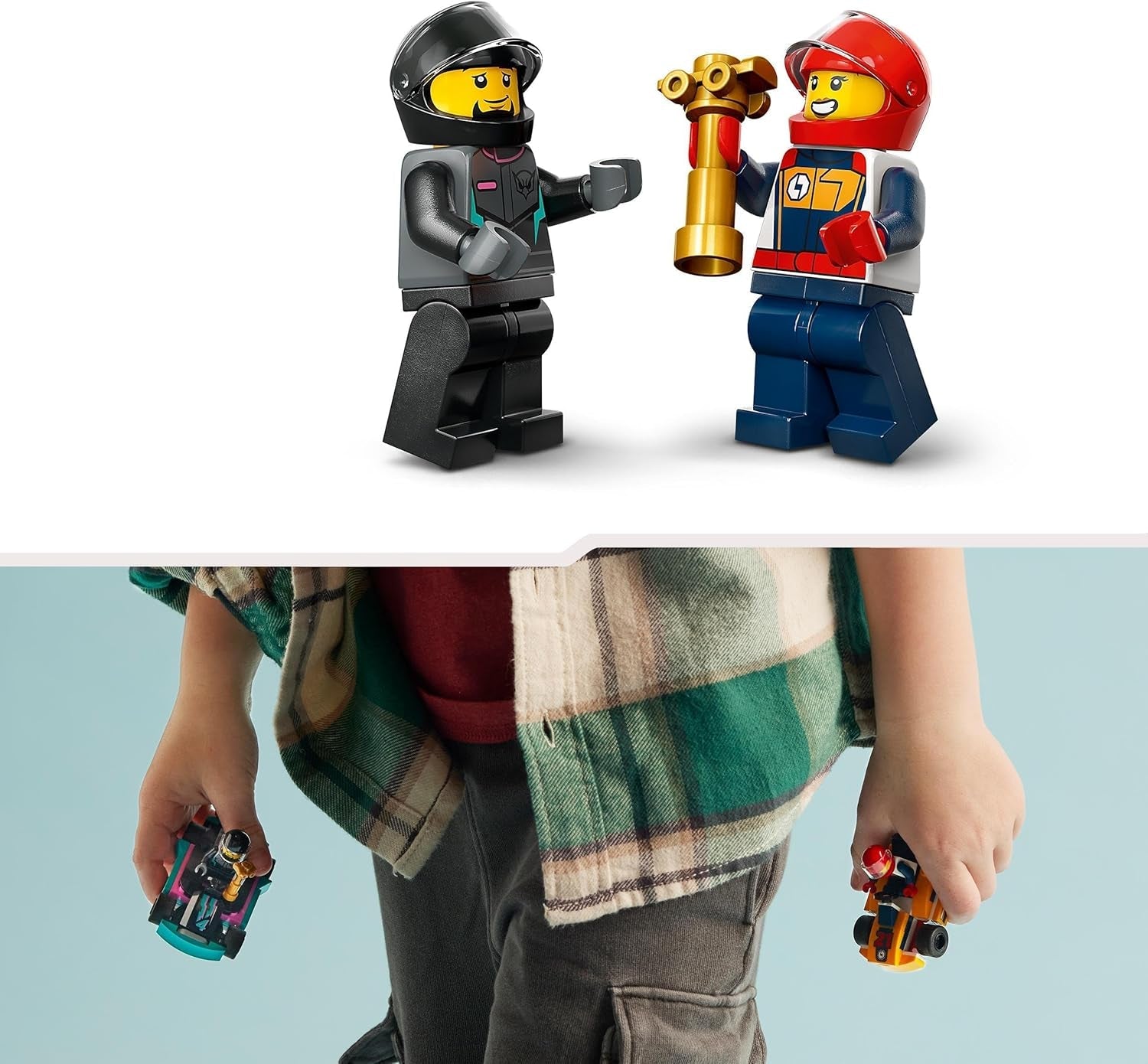 LEGO City Go-Karts mit Fahrern, Set mit 2 Minifiguren, Fahrern und Rennwagen, Spielzeugautos für 5-jährige Jungen und Mädchen, lustiges Geschenk für Kinder 60400 Bausets Besuchen Sie den LEGO-Store