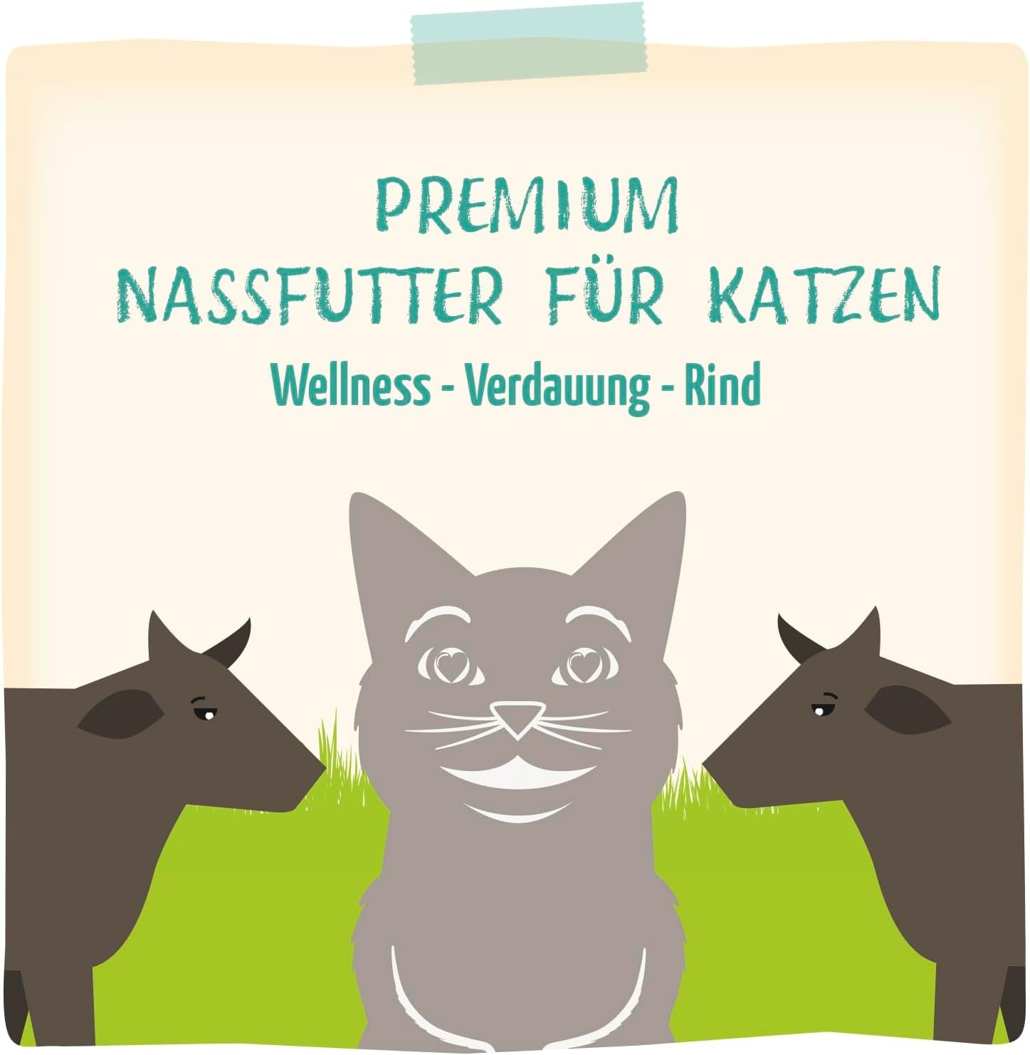 MjAMjAM – Premium-Nassfutter für Katzen – Wellness – Verdauungsfördernd – Rind, 12er-Pack (12 x 125 g), getreidefrei
