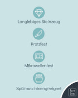 Steingut Geschirrset 12 Personen Rustikal 36 tlg. TESTSIEGER, Hochwertiges Landhausstil Steingut Geschirr Set, Schüssel- und Teller Set, Tafelservice 12 Personen, Geschirrsets Pure Living in Rauchblau