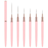 6 Stück Liner Nailart Pinsel Nageldesign Pinsel Set Dünn Acryl Nagelpunkt-Zeichenwerkzeug Nägel Dünne Nagelpinsel Set Für Lange Linien, Dünne Details, Feines Zichnen 5/7/9/11/15/25 Mm (Rosa)
