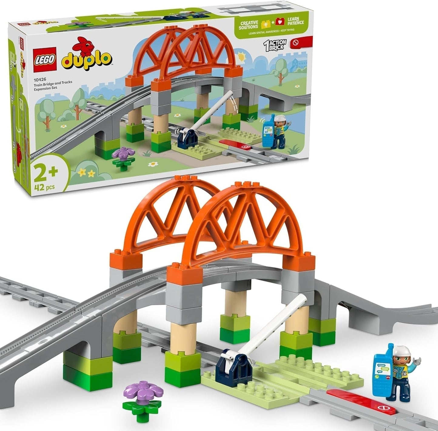 LEGO DUPLO Stadt-Eisenbahnbrücke und Gleise – Erweiterungsset, Geschenk für Kinder ab 2 Jahren, Bau- und Rekonstruktionsset, Vorschul-Entwicklungsset, Lernspielzeug 10426 Bausets Besuchen Sie den LEGO-Store Standardtitel