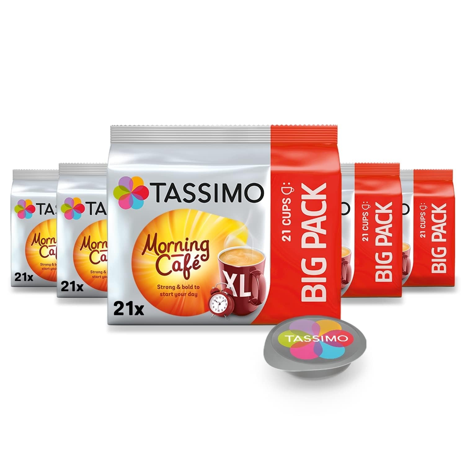 Tassimo Kapseln Moring Café XL Strong & Intense, Großpackung, 5 x 21 Pads, 105 Kaffeekapseln