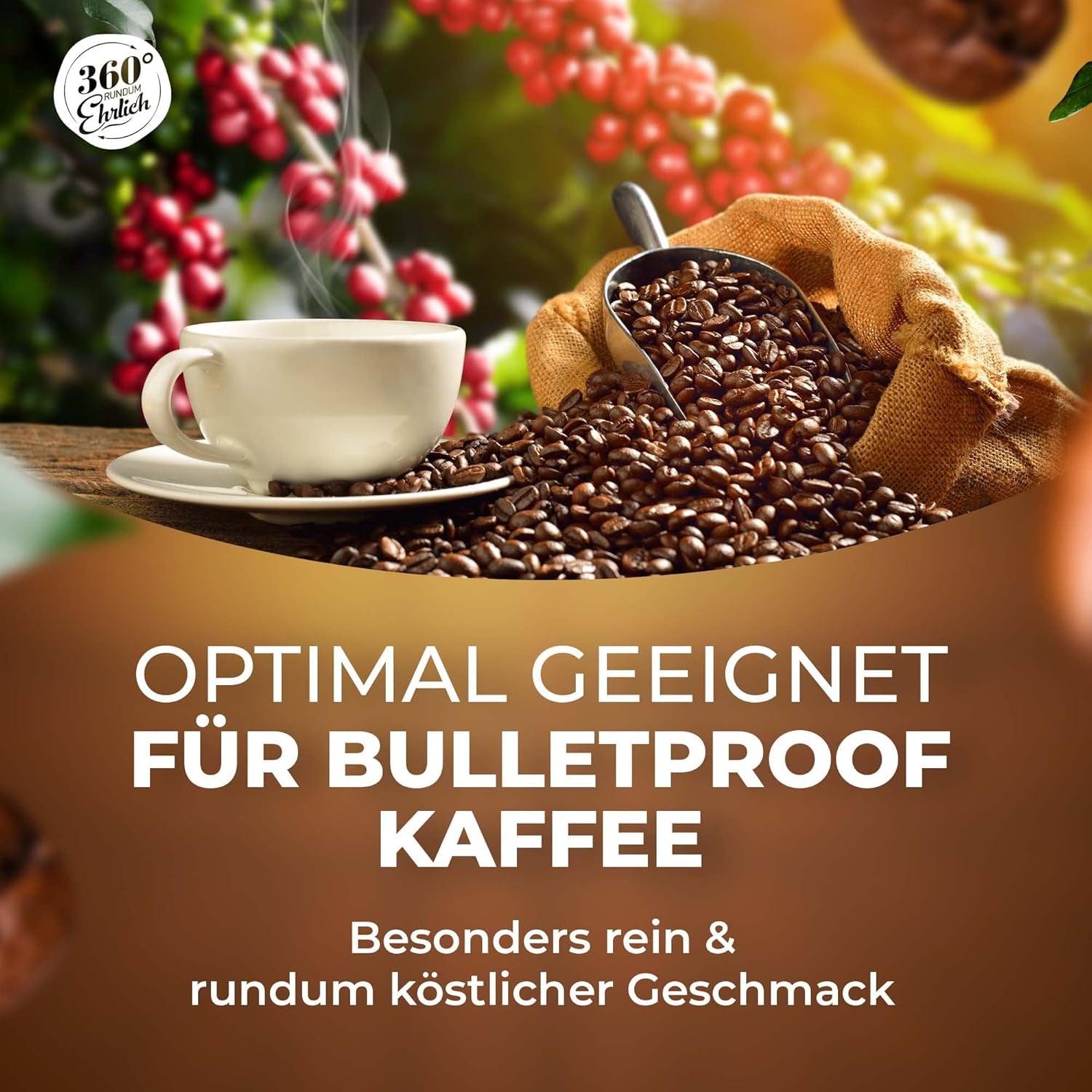 Premium Bio Kaffeebohnen 1000g, 100% Honduras Hochland Arabica Kaffeebohnen Bio - Köstlich, mild, säurearm - Bio Kaffee ganze Bohnen - Ideal als Kaffeebohnen Vollaautomat - 360° Rundum Ehrlich