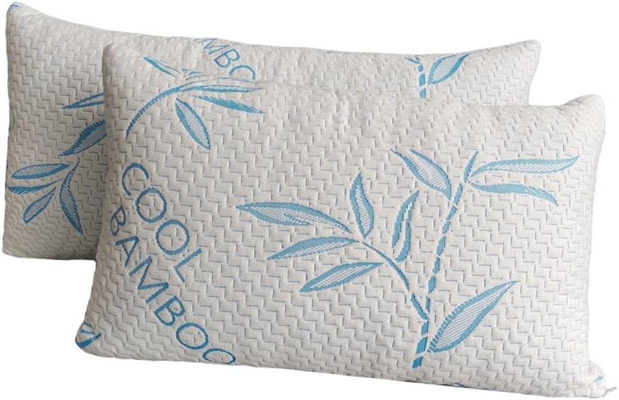 Comfysleep King-Size-Kissen aus Bambus-Viskose, kühlend, geschredderter Memory-Schaum, verstellbarer Bezug aus Bambus-Viskose, abnehmbarer/waschbarer Bezug, 2 Stück, Naty Shop Standard-Kissen Standardtitel