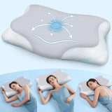 Cloudétoile Nackenkissen Memory-Schaum-Kissen – 2-in-1 ergonomisches orthopädisches Kissen Visco-Schaum-Kissen Seitenschläfer-Nackenstützkissen höhenverstellbares Memory-Schaum-Kissen Weiß 64 x 38 x 12 cm Zervikale orthopädische Kissen Naty Shop Grau 65 x 39 x 12 cm