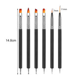 6 Stück Doppel-Ende Nagel Pinsel, Nageldesign Pinsel, Doppel-Ende Nail Art Pinsel Kit Professionelle Maniküre Werkzeuge Kit (Schwarz)