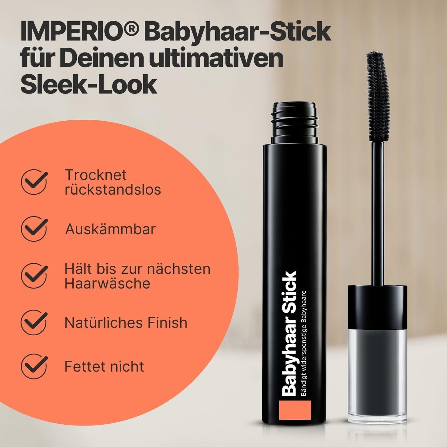 IMPERIO Hair Finishing Stick für Babyhaar – Premium-Mascara für Babyhaar, um feines und kaputtes Haar zu bändigen – 12 ml Transparente Haarfarbe Naty Shop