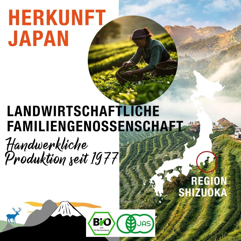 ORIGEENS BIO MATCHA CEREMONIAL GRADE „SHIKA“ – Japanischer Bio-Tee aus Shizuoka – Matcha Latte/Usucha – 30 g Nachfüllbeutel – Bio-Matcha-Grüntee-Pulver in Zeremonienqualität