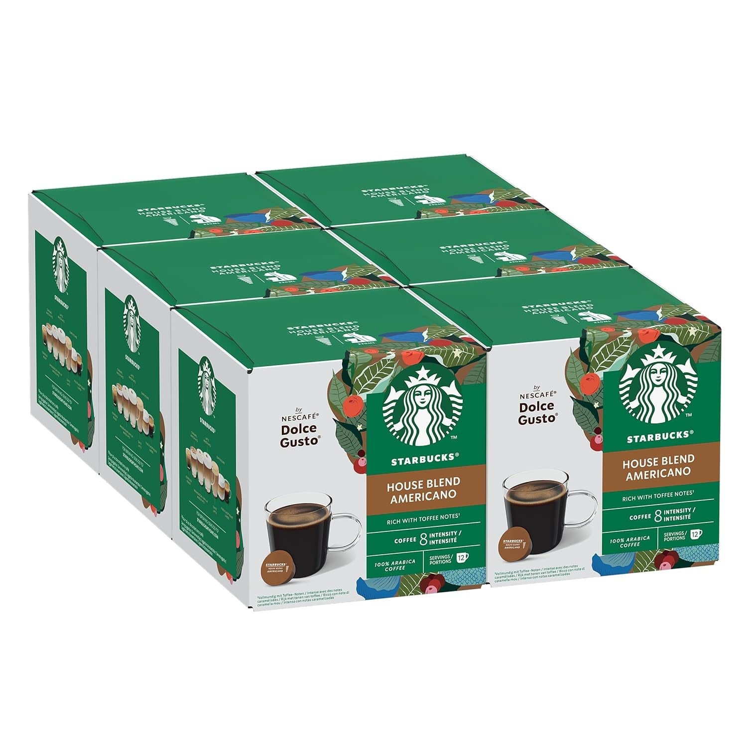 STARBUCKS House Blend von Nescafé Dolce Gusto, Mittlere Röstung, Kaffeekapseln 6 x 12 (72 Kapseln)