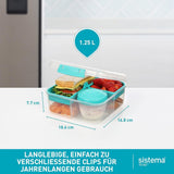 Bento Box TO GO Lunchbox-System mit Fächern | 1,25 L Lunchbox mit Joghurt-/Obstbehälter | für Kinder und Erwachsene l | BPA-freies Minty Teal [21685-8T], mintgrüne Frischhaltedosen von Naty Shop