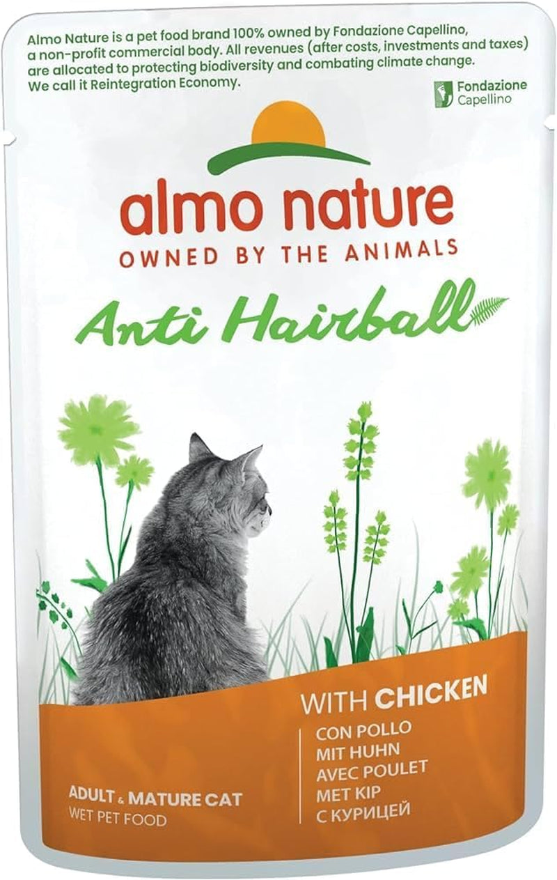 Almo Nature Functional – Anti-Haarballen – Nassfutter für erwachsene und ausgewachsene Katzen – mit Welpen – Bekämpft die Bildung von Haarballen – 70 g (30 Stück)