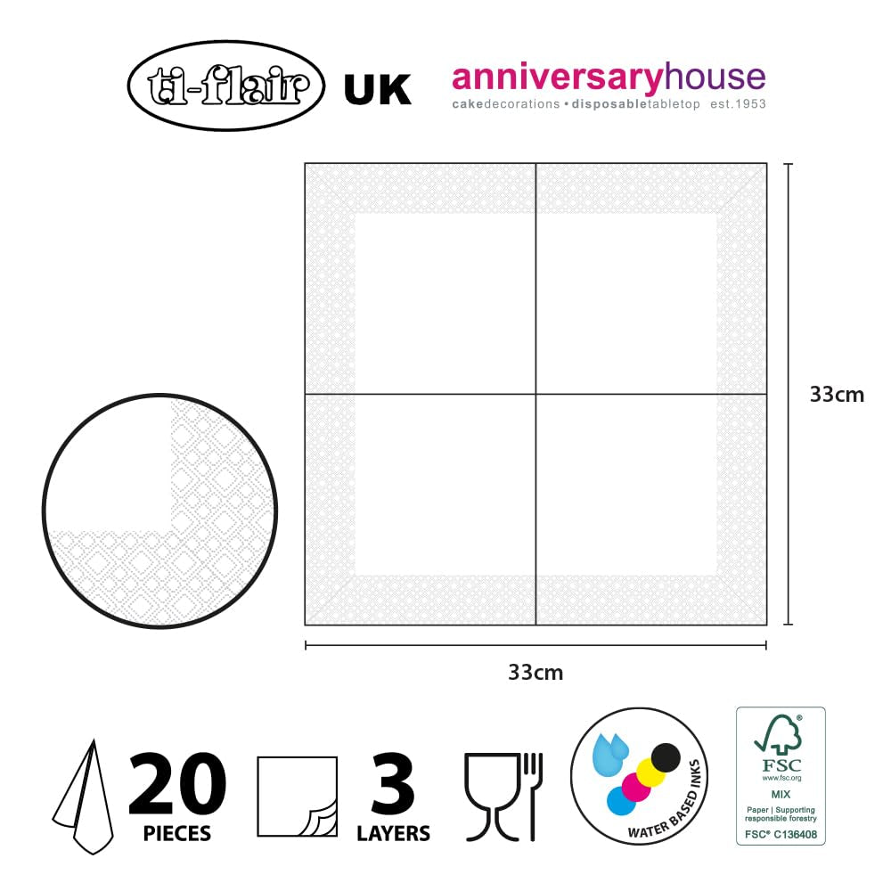 Anniversary House Tiflair Lunchservietten, Leopardenmuster, 3-lagig, mehrfarbig, 33 cm