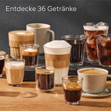 Siemens EQ700 Espressovollautomat, großer Farb-TFT-Bildschirm, 36 Heiß- und Kaltgetränke, Kaltbrühen, 2-Tassen-Funktion, App-Steuerung, automatisches Reinigungssystem, schwarzer Edelstahl, TQ717D03