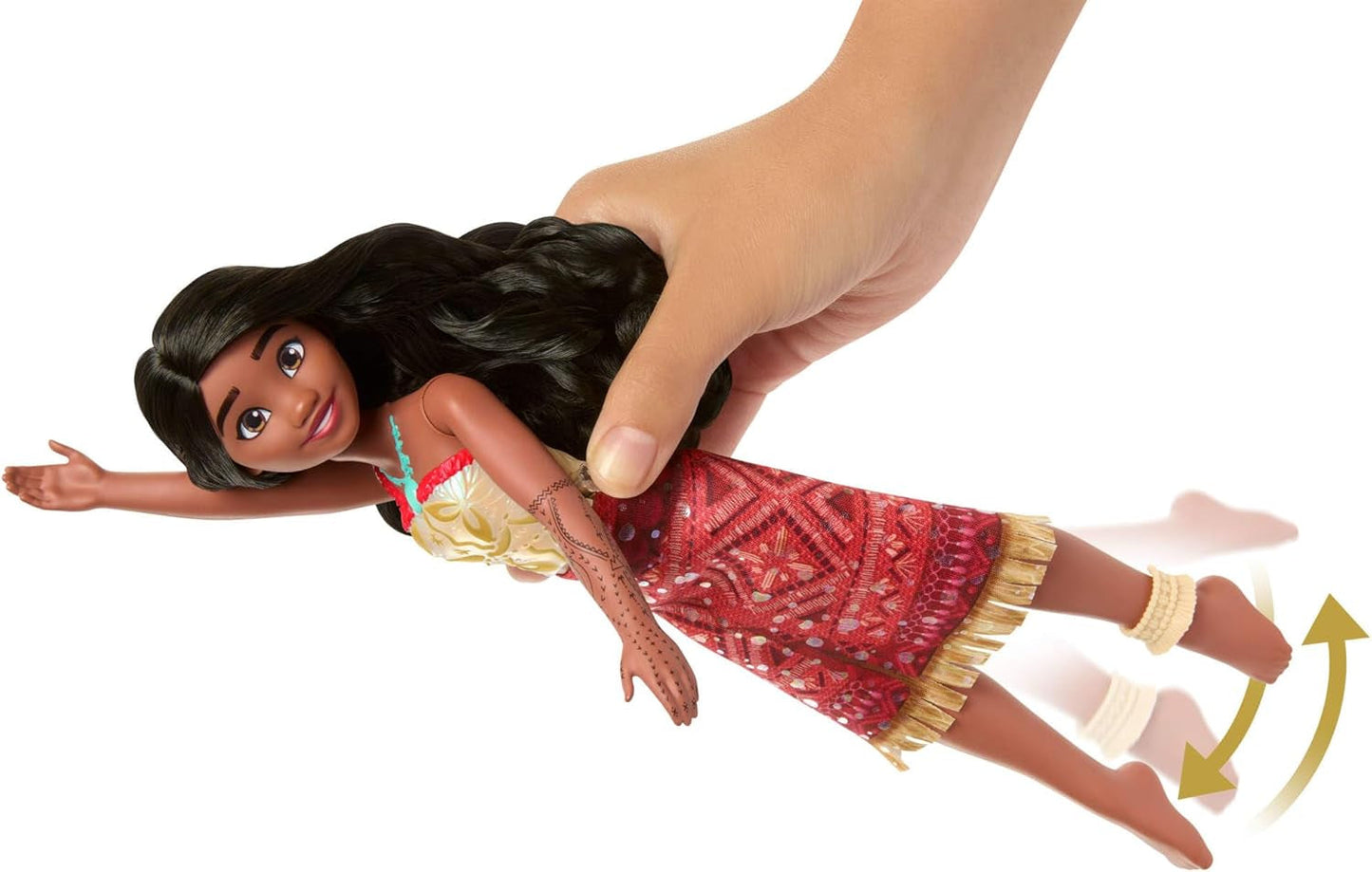 Mattel Toys Disney Moana 2 Tautai Moana schwimmende Modepuppe mit 2 Zubehörteilen, farbwechselndem Oberteil und Beinen für Schwimmbewegungen, vom Film inspiriert JFF09