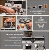 Krups Precision manuelle Espressomaschine mit Siebträger und Mahlwerk, Barista-Kaffeemaschine mit intuitivem Bedienfeld, Vorbrüheinstellungen, Espressomaschine mit Dampfdüse, schnelles Aufheizen, XP801T10