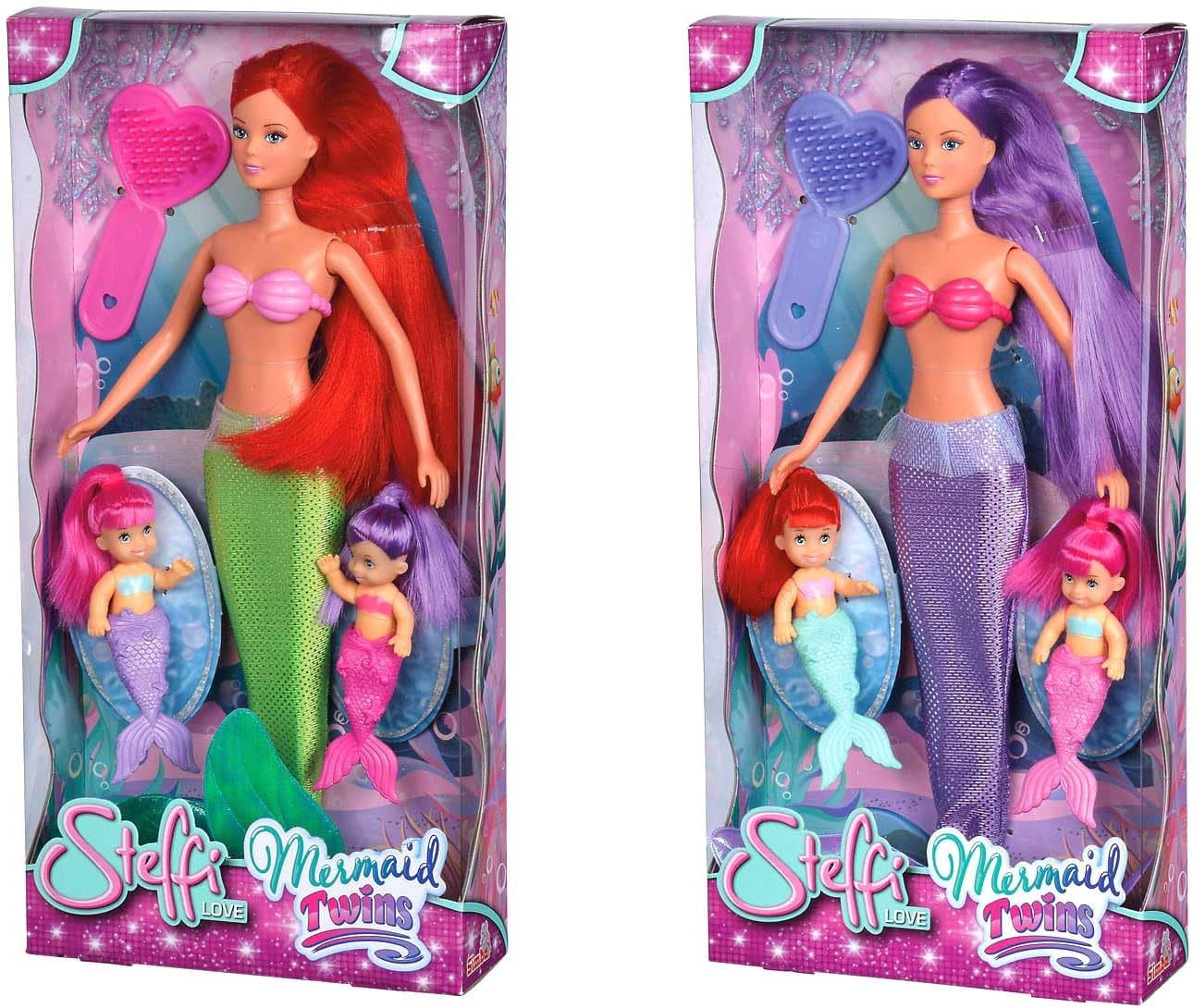 Simba 105734162001 105734162 - Steffi Love The Twin Mermaids / zwei Varianten / Steffi als Meerjungfrau / mit zwei Baby-Meerjungfrauen / Modepuppe / 29 cm, für Kinder ab 3 Jahren