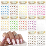 12 Stück French Tip Nagelsticker Selbstklebend Bunte French Nails Schablone Nagelaufkleber Nail Art Sticker Nageldesign DIY Nägel Zubehör(12 Farben)