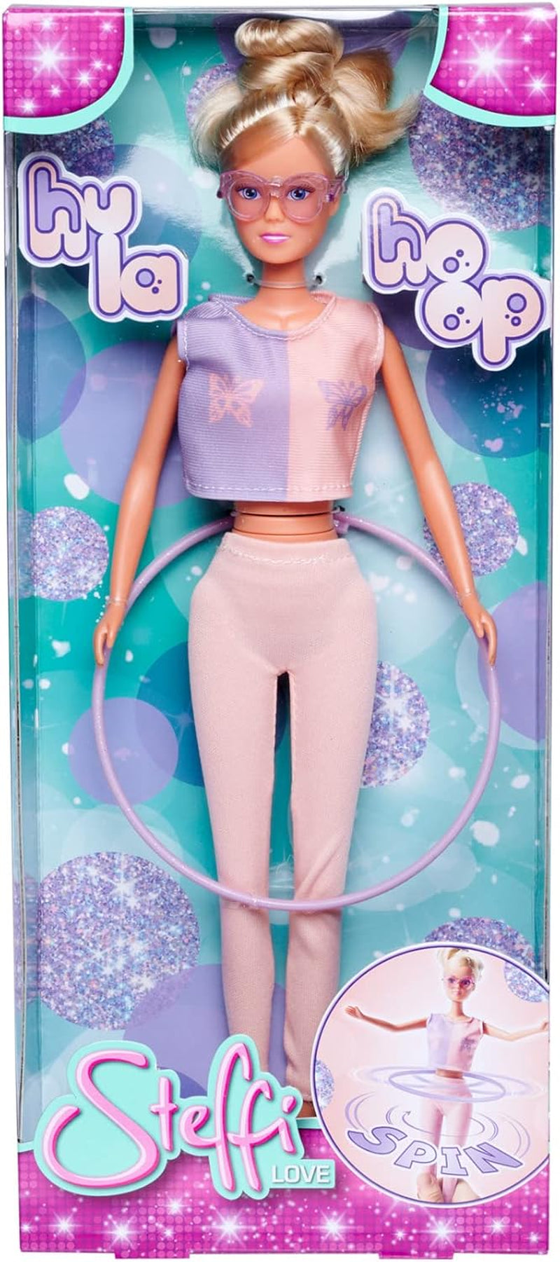 Simba 105733619 – Steffi Love Hula Hoop, Spielzeugpuppe mit Sportoutfit, Hula Hoop und mechanischer Funktion, 29 cm, ab 3 Jahren