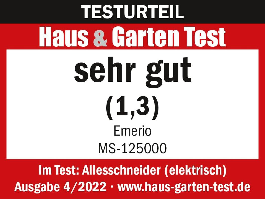 Emerio Allesschneider „Made in EU“ MS-125000, Edelstahlklinge hergestellt in Deutschland, verstellbar 0-17 mm, 100 W Aktenvernichter und Allesschneider Naty Shop